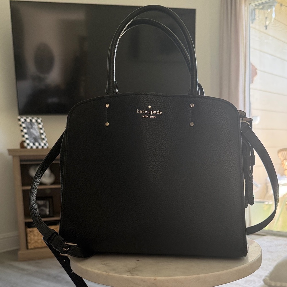 kate spade Black Pebbled Leather Satchel with Shoulder Strap